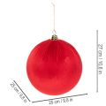 Rode fluwelen kerstbal, grote decoratieve bal om op te hangen, 25 cm, 2 stuks | Floristik24.nl