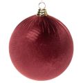Floristik24 Grote rode kerstbal met fluweelachtige afwerking, 20 cm, 3 stuks