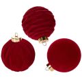 Floristik24 Kerstbal, fluweelachtig oppervlak, rood, 8 cm, 12 stuks