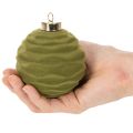 Kerstbal, fluweelachtig, groen, getextureerde mix, 8 cm, 12 stuks. Kerstbal, gevlokt mosgroen, plastic kerstballen, gevlokt mosgroen. Katoenen koordjes bij elke kerstbal. | Floristik24.nl