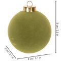 Kerstbal, fluweelachtig, groen, getextureerde mix, 8 cm, 12 stuks. Kerstbal, gevlokt mosgroen, plastic kerstballen, gevlokt mosgroen. Katoenen koordjes bij elke kerstbal. | Floristik24.nl