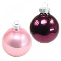 Floristik24 Mini boombollen, kerstballen mix, kerstboomhanger violet H4,5cm Ø4cm echt glas 24st
