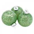 Floristik24 Kerstbal, boomversiering, Kerstbal groen gemarmerd H4,5cm Ø4cm echt glas 24st