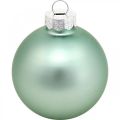 Floristik24 Kerstbal, boomversiering, kerstboombal groen mint H6.5cm Ø6cm echt glas 24st
