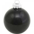 Floristik24 Kerstboomballen, boomhangers, glazen bollen zwart H6.5cm Ø6cm echt glas 24st