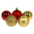 Floristik24 Kerstballen goud, rood mix kunststof Ø6cm 30st