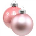 Floristik24 Kerstballen glas roze creme glazen bollen Ø6cm 28st