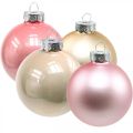 Floristik24 Kerstballen glas roze creme glazen bollen Ø6cm 28st