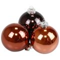 Floristik24 Kerstballen glas bruin mix boomballen glanzend Ø7,5cm 12 stuks