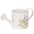 Floristik24 Witte metalen gieter met bloemenmotief, 13,5 cm, decoratieve plantenbak