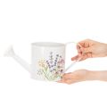 Witte metalen gieter met bloemenmotief, 13,5 cm, decoratieve plantenbak | Floristik24.nl
