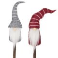 Floristik24 Decoratieve kabouterfiguur met gestreepte hoed op houten stok, 46 cm, 6 stuks