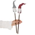 Decoratieve kabouterfiguur met gestreepte hoed op houten stok, 46 cm, 6 stuks | Floristik24.nl