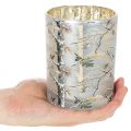 Glazen lantaarn met takkenmotief, gouden binnenkant, 12 cm | Floristik24.nl