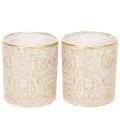 Floristik24 Glazen theelichthouder met paisley-patroon, Ø8cm, H9cm, 2 stuks