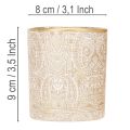 Glazen theelichthouder met paisley-patroon, Ø8cm, H9cm, 2 stuks | Floristik24.nl