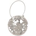 Floristik24 Metalen hanglantaarn voor windlichtdecoratie, grijs, Ø14cm H13cm