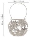 Metalen hanglantaarn voor windlichtdecoratie, grijs, Ø14cm H13cm | Floristik24.nl