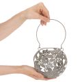 Metalen hanglantaarn voor windlichtdecoratie, grijs, Ø14cm H13cm | Floristik24.nl