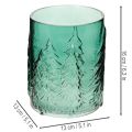 Glazen votiefkaarsenhouder met reliëf van dennenbomen, kerstdecoratie, 16 cm | Floristik24.nl