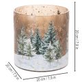 Glazen theelichthouder met winterbos in de sneeuw, kerstdecoratie, 20 cm | Floristik24.nl