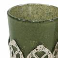 Floristik24 Lantaarn glas metaal decor groen lila Ø5.5cm H5.5cm 4st