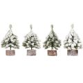 Winterdecoratie kerstboom in groen wit Ø7cm H14cm 4st | Floristik24.nl