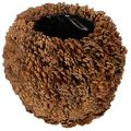 Floristik24 Decoratieve plantenpot met dennenappels, natuurlijke uitstraling, 27 cm. Ronde pot met dennenappels, naturel bruin, gemaakt van dennenappels, 27 cm x 22 cm.