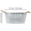 Grote ovale zinken schaal, 31 cm x 20 cm, H15 cm | Floristik24.nl