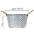 Ronde zinken schaal met touwgrepen Ø28cm H16cm | Floristik24.nl