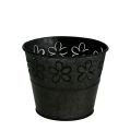 Floristik24 Zinkpot zwart met bloemen Ø10cm H8cm