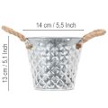 Zinken pot met touwgrepen Ø14,5cm H13cm | Floristik24.nl