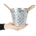 Zinken pot met touwgrepen Ø14,5cm H13cm | Floristik24.nl