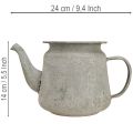 Decoratieve metalen theepot, vintage stijl, grijs, 24×14×14 cm, retro shabby chic stijl | Floristik24.nl