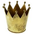 Floristik24 Decoratieve kroon metalen bloempot messing look Ø11cm/H10cm