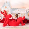 Decoratief rood rendierbeeldje, liggend, modern design, 24 cm, 2 stuks | Floristik24.nl