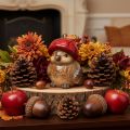 Decoratief vogelbeeldje met rode appelmuts, herfstdecoratie, 13 cm | Floristik24.nl