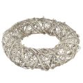Decoratieve krans houtdecoratie rotan naturel wit Ø40cm H9,5cm | Floristik24.nl