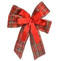 Floristik24 Decoratieve kerststrik, cadeaustrik, voor buiten, rood geruit, 6 cm breed, 20 x 29 cm, 2 stuks