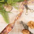 Cadeaulint in herfstkleuren, organza lint met bloemenpatroon, 40 mm, 15 m | Floristik24.nl