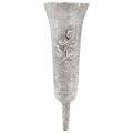 Floristik24 Grijze grafvaas met rozenmotief, 26 cm hoog, 2 stuks
