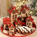 Keramische huisjes decoratieset: kleine huisjes met rood dak, 8 cm, 2 stuks | Floristik24.nl