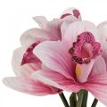Floristik24 Kunst orchideeën kunstbloemen in vaas wit/roze 28cm