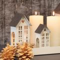 Vuurtorenset van metaal, drie huisjes op een dienblad, 35 cm, 1 set | Floristik24.nl