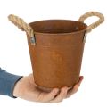 Metalen pot met handvatten, kruidenpot, roestdecoratie Ø16,5cm H15cm | Floristik24.nl