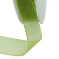 Floristik24 Organza lint groen cadeaulint geweven rand olijfgroen 15mm 50m