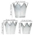 Bloempotkroon van metaal, decoratief zink, Ø21,5/19,5/17 cm, set van 3 | Floristik24.nl