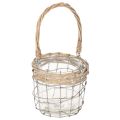 Floristik24 Hangende lantaarn, glas, metaal, wilgenhout, Ø14,5 cm, 2 stuks