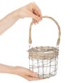 Hangende lantaarn, glas, metaal, wilgenhout, Ø14,5 cm, 2 stuks | Floristik24.nl